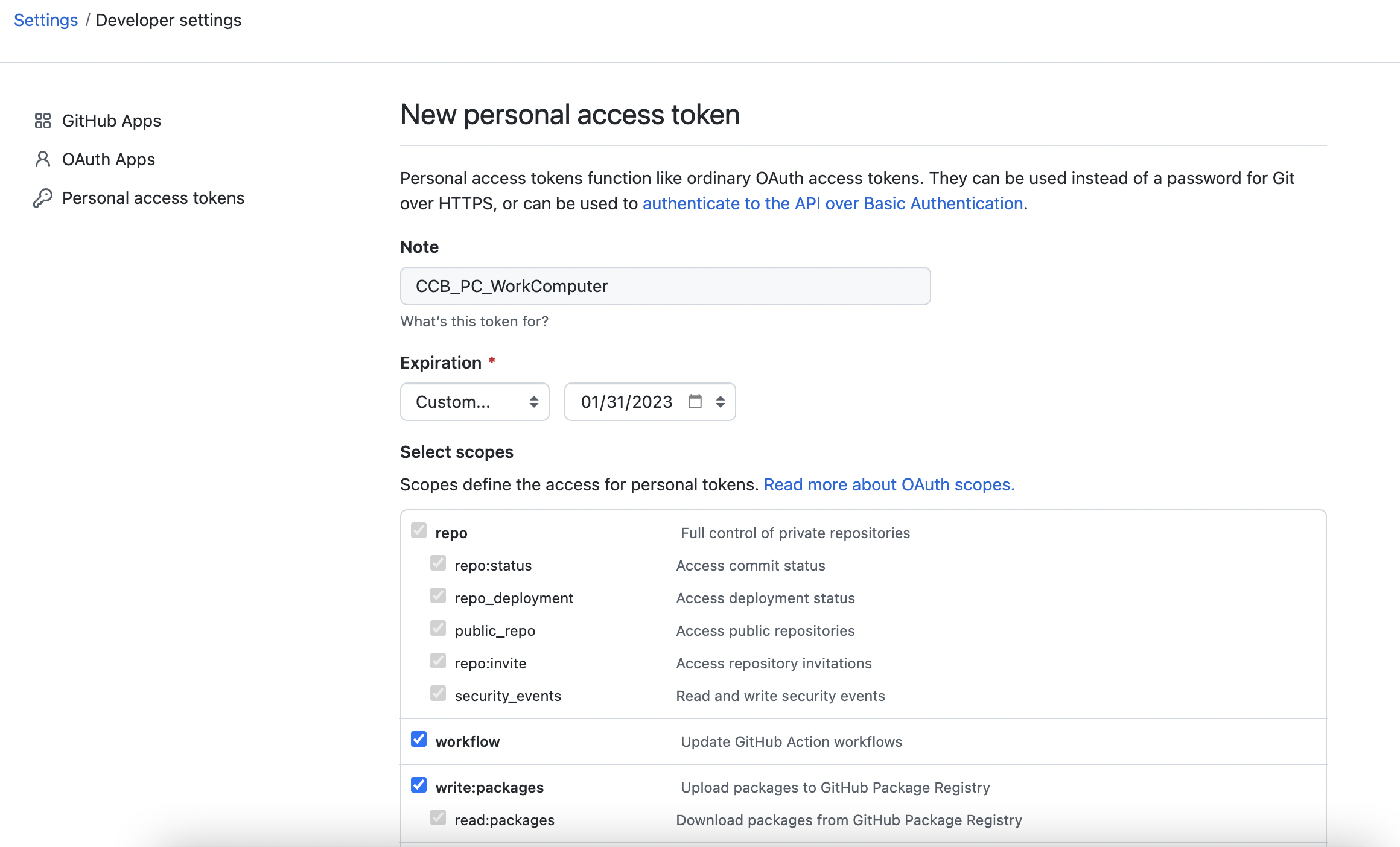 Image of GitHub settings webpage. Image of GitHub settings webpage.
