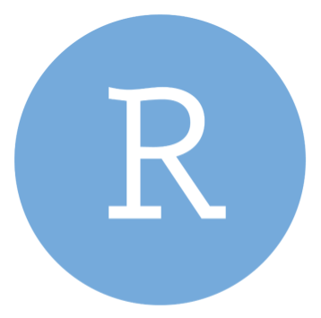 Image of R Studio logo, which is a white captial R encased in a light blue circle. Image of R Studio logo, which is a white captial R encased in a light blue circle.