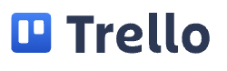 Image of Trello logo, blue 3 bold blue lines and trello in black font. Image of Trello logo, blue 3 bold blue lines and trello in black font.